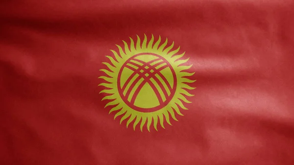 Прапор Кіргізії Махає Вітром Підбиваючи Прапор Киргизстану Який Гладкий Шовк — стокове фото