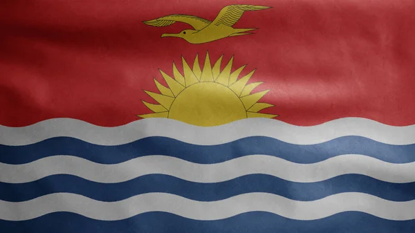 Bandera Ikiribati Ondeando Viento Primer Plano Kirguistán Banner Soplado Suave —  Fotos de Stock