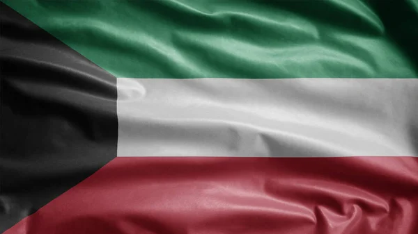 Kuwaiti Flag Waving Wind Close Kuwait Banner Blowing Soft Smooth — Stock Photo, Image