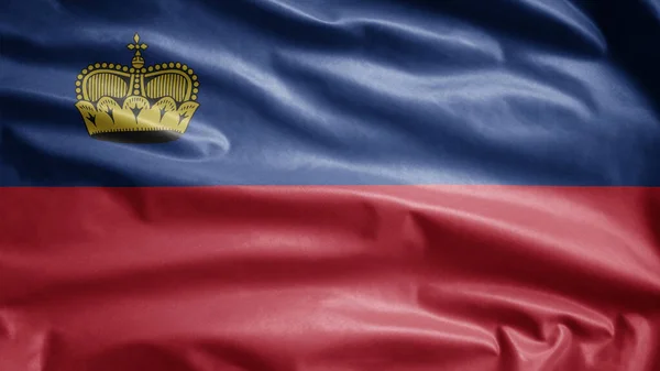 Liechtensteiner Flaggan Vinkar Vinden Närbild Liechtenstein Banner Blåser Mjuk Och — Stockfoto