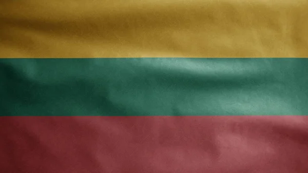 Bandera Lituana Ondeando Viento Primer Plano Bandera Lituana Soplando Suave — Foto de Stock