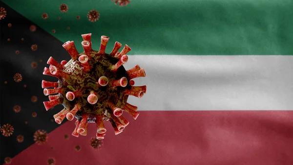 Kuwaiti Flag Waving Coronavirus 2019 Ncov Concept Asian Outbreak Kuwait — Stock Photo, Image