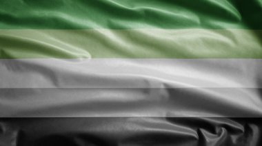 Rüzgarda sallanan romantik bir bayrak. Aromantikçilik afişini kapat Yumuşak ve pürüzsüz ipek.