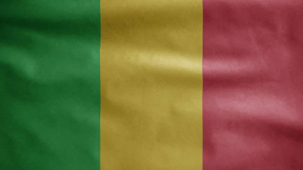 Bandeira Mali Acenando Vento Close Banner Mali Soprando Seda Macia — Fotografia de Stock