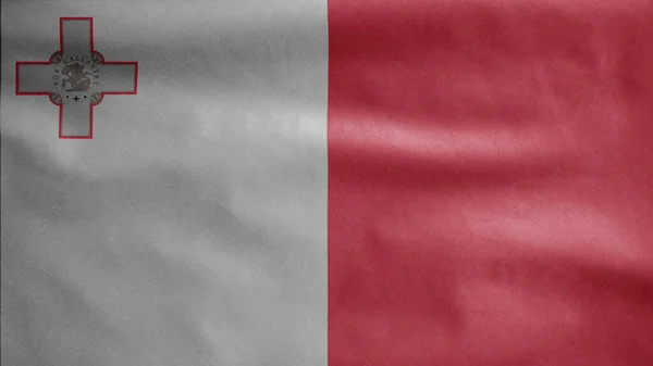 Maltańska Flaga Powiewa Wietrze Zbliżenie Malta Baner Dmuchanie Miękki Gładki — Zdjęcie stockowe