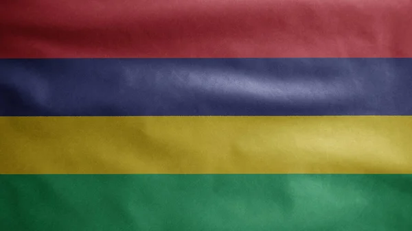 Bandera Mauricio Ondeando Viento Primer Plano Mauricio Banner Soplado Suave — Foto de Stock