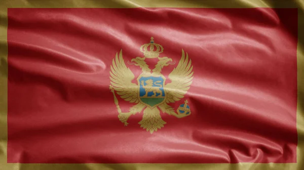 Montenegrijnse Vlag Wapperend Wind Close Van Montenegro Spandoek Blazen Zacht — Stockfoto