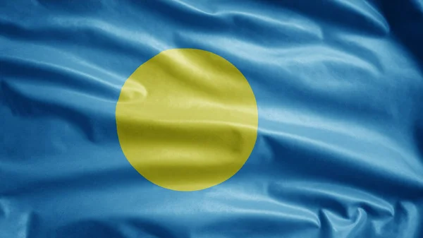 Palauanische Flagge Weht Wind Großaufnahme Von Palau Banner Weht Weiche — Stockfoto
