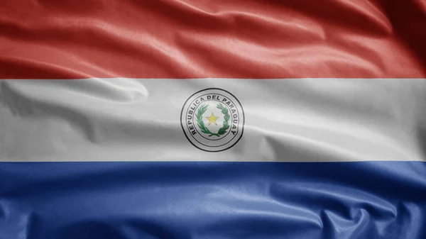 Σημαία Της Παραγουάης Κυματίζει Στον Άνεμο Κοντινό Πλάνο Της Παραγουάης — Φωτογραφία Αρχείου
