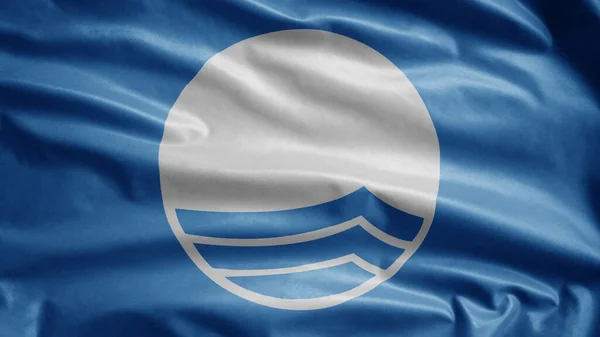 Blue Flag Waving Wind International Award Beaches Marinas Symbol Ecological — Stock Photo, Image