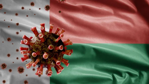 Malagasy Flag Waving Coronavirus 2019 Ncov Concept Asian Outbreak Madagascar — Stock Photo, Image