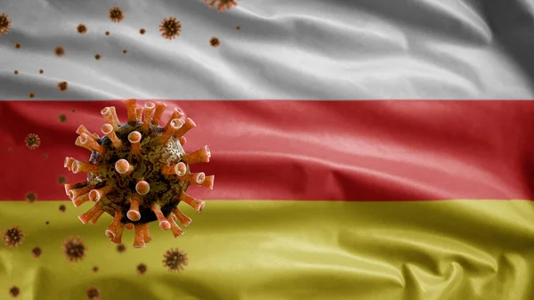 Ossetische Vlag Zwaaien Coronavirus 2019 Ncov Concept Aziatische Uitbraak Zuid — Stockfoto