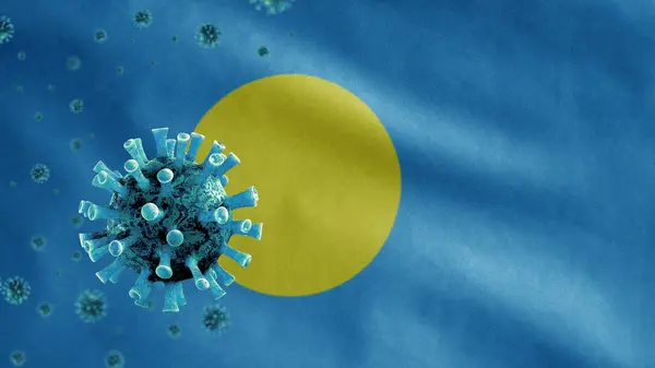 Palauan Flag Waving Coronavirus 2019 Ncov Concept Brote Asiático Palau — Foto de Stock