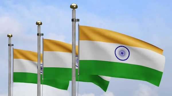 Tiranga Kızılderili Bayrağı Rüzgarda Dalgalanıyor Hindistan Afişini Yakın Çekin Yumuşak — Stok fotoğraf