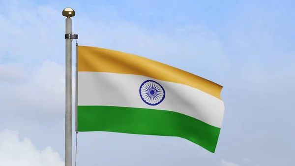 Bandera India Tiranga Ondeando Viento Primer Plano Bandera India Que — Foto de Stock