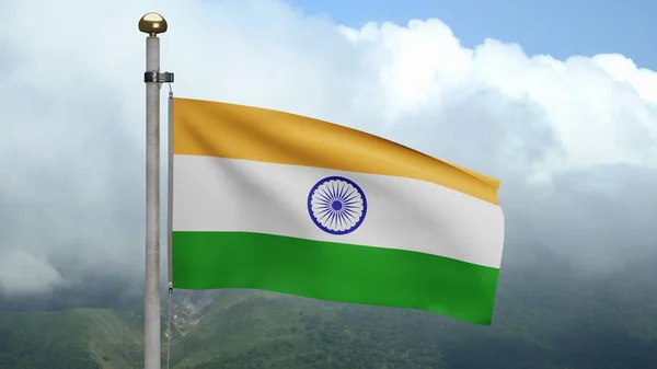 Индийский Флаг Тиранги Размахивающий Ветром Закрыть Индийское Знамя Мягкий Гладкий — стоковое фото