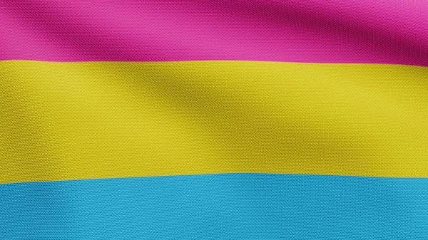 Pansexuality Flag Waving Wind Close Pansexual Banner Blowing Soft Smooth — Stock Photo, Image