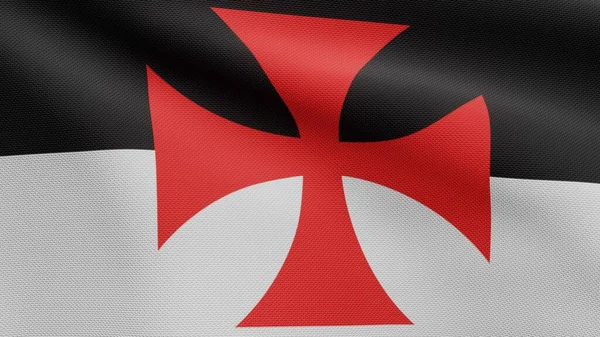 Ιππότες Templars Σημαία Κυματίζει Στον Άνεμο Φτωχοί Συμπολεμιστές Του Χριστού — Φωτογραφία Αρχείου