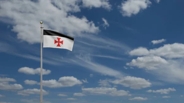 Bandera Los Caballeros Templarios Ondeando Viento Con Cielo Azul Pobres —  Fotos de Stock