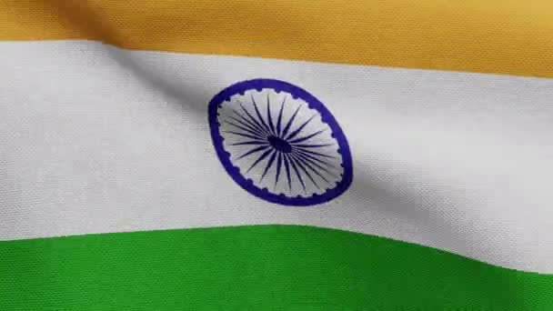 Drapeau Indien Tiranga Agitant Vent Gros Plan Bannière Inde Soufflant — Video