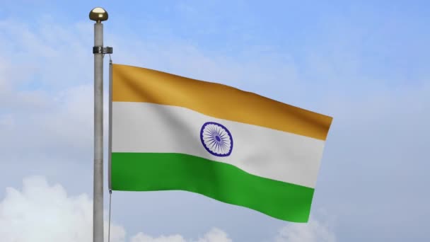 3Dティランガ インディアンの旗が風になびく インドのバナーを吹いて 柔らかく滑らかなシルクを閉じます 布生地の質感が背景を刻印 国民の日や国の機会の概念のためにそれを使用してください — ストック動画