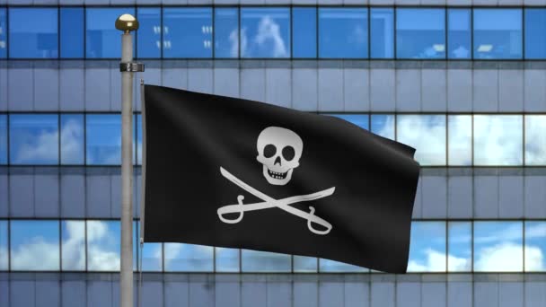 Stoffstruktur Des Piratenschädels Mit Säbelfahne Die Wind Weht Calico Jack — Stockvideo