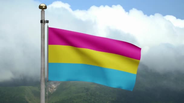 Bandeira Pansexuality Acenando Vento Montanha Close Bandeira Pansexual Soprando Seda — Vídeo de Stock