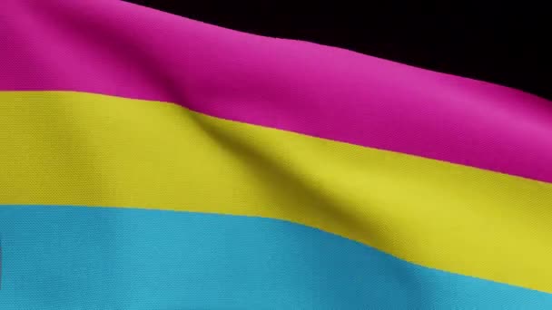 Альфа Канал Пансексуальность Флаг Размахивая Ветру Закрыть Пансексуальное Полотенце Мягкий — стоковое видео