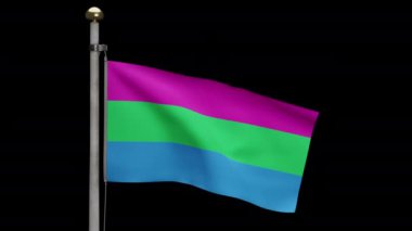 3D, Alpha Channel zoom Polysexuality bayrağı rüzgarda dalgalanıyor. Çok cinsiyetli afiş, yumuşak ve pürüzsüz ipek. Kumaş kumaş dokusu, Asteğmen. Gurur günü ve etkinlik konsepti için kullan.