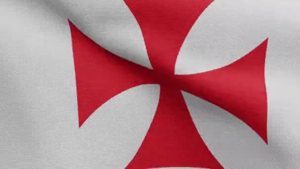 Bandera Los Caballeros Templarios Orden Militar Católica Medieval Cerca Bandera — Vídeos de Stock