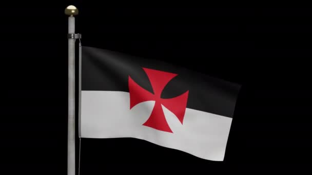 Κανάλι Άλφα Των Ναϊτών Ιπποτών Κυματίζει Σημαία Στον Άνεμο Φτωχοί — Αρχείο Βίντεο
