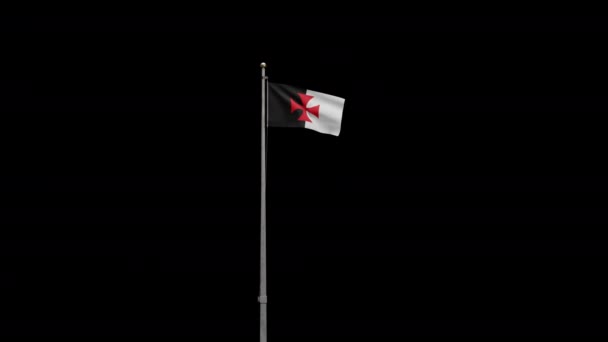 Κανάλι Alpha Σημαία Των Ναών Ιππότες Καθολική Στρατιωτική Τάξη Μεσαιωνική — Αρχείο Βίντεο