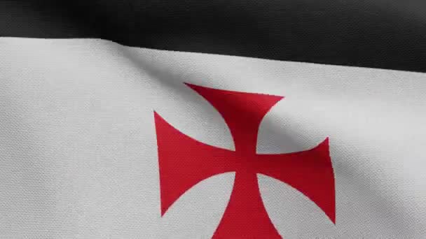 Bandeira Dos Templários Ordem Militar Católica Medieval Feche Bandeira Soldados — Vídeo de Stock