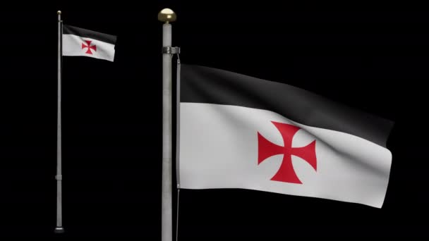 Alpha Channel Banner Knights Templars Catholic Military Order Medieval Close — Stock Video