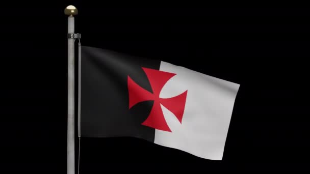 Alfa Canal Los Caballeros Templarios Bandera Ondeando Viento Pobres Compañeros — Vídeos de Stock