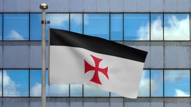 Bandeira Dos Templários Cidade Moderna Ordem Militar Católica Medieval Bandeira — Vídeo de Stock