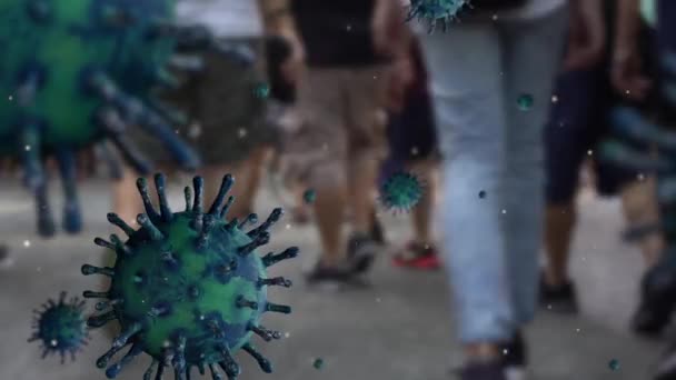 Taipei Modern Şehrinde Dolaşan Boyutlu Grip Koronavirüsü Tayvan Daki Gökdelenlerin — Stok video