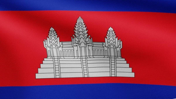 Камбоджійський Прапор Розмахує Вітром Заклинання Прапора Камбоджі Який Гладенький Шовк — стокове фото