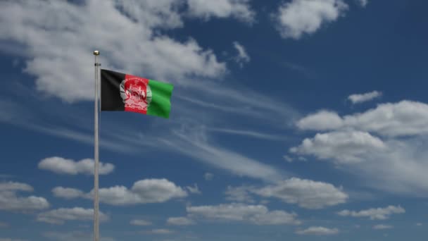 Afghan Flag Waving Wind Blue Sky Close Afghanistan Banner Blowing — Stock Video