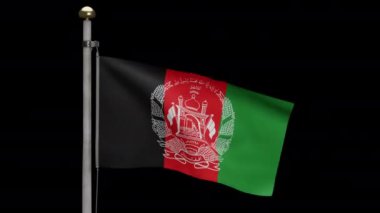 Afgan bayrağının rüzgarda dalgalanan 3 boyutlu alfa kanalı. Afganistan afişi, yumuşak ve pürüzsüz ipek. Kumaş kumaş dokusu, Asteğmen. Ulusal gün ve ülke etkinlikleri. - Dan.