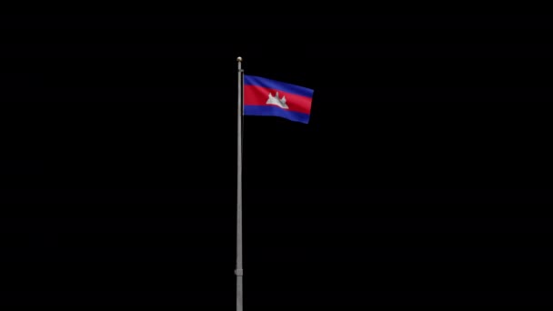 Illustration Alpha Channel Cambodian Flag Waving Wind Cambodia Banner Blowing — Stock Video