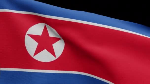 Ilustración Canal Alfa Bandera Corea Del Norte Ondeando Viento Las — Vídeos de Stock