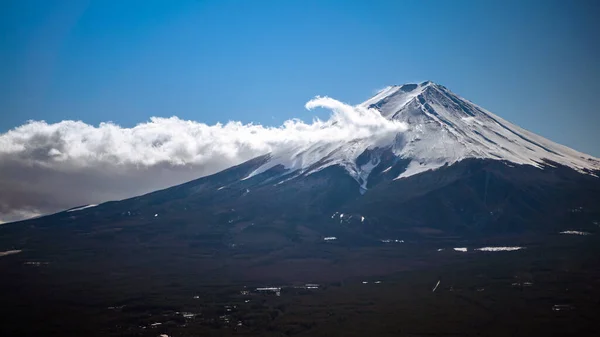 Bella Montagna Fuji Con Copertura Neve Sulla Cima Con Nuvole — Foto Stock