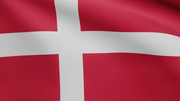 Duńska Flaga Machająca Wietrze Zbliżenie Danii Baner Dmuchanie Miękki Gładki — Zdjęcie stockowe