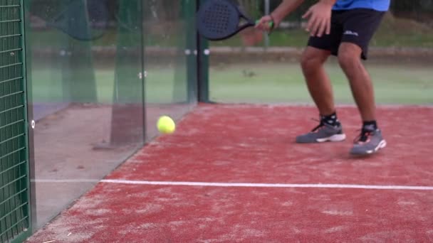 Sevilla España Agosto 2021 Jugador Padel Está Golpeando Pelotas Que — Vídeo de stock