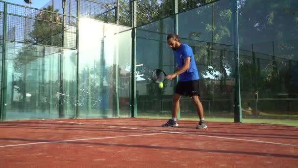 Séville Espagne Juillet 2021 Joueur Professionnel Tennis Pagaie Dribble Balle — Video