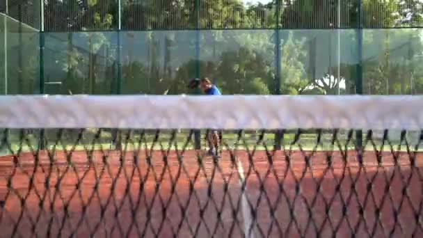 Siviglia Spagna Luglio 2021 Giocatore Professionista Paddle Tennis Prende Servizio — Video Stock