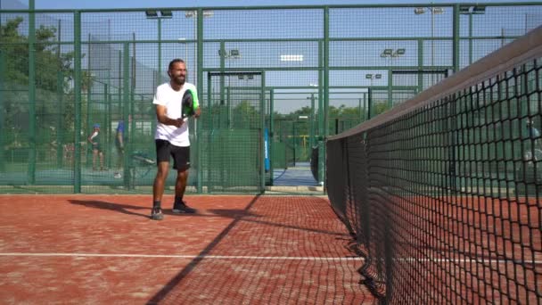 Séville Espagne Juillet 2021 Joueur Professionnel Paddle Tennis Effectuant Une — Video