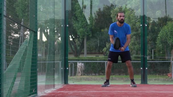 Siviglia Spagna Agosto 2021 Lento Movimento Giocatore Professionista Paddle Tennis — Video Stock