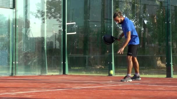 Siviglia Spagna Luglio 2021 Lento Movimento Giocatore Professionista Paddle Tennis — Video Stock